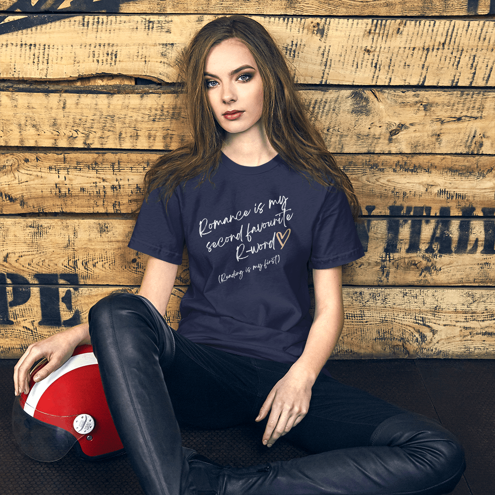 Evie Mitchell Navy / XS Romance is my second favourite R-word - Dark T-Shirts - UK Spelling
